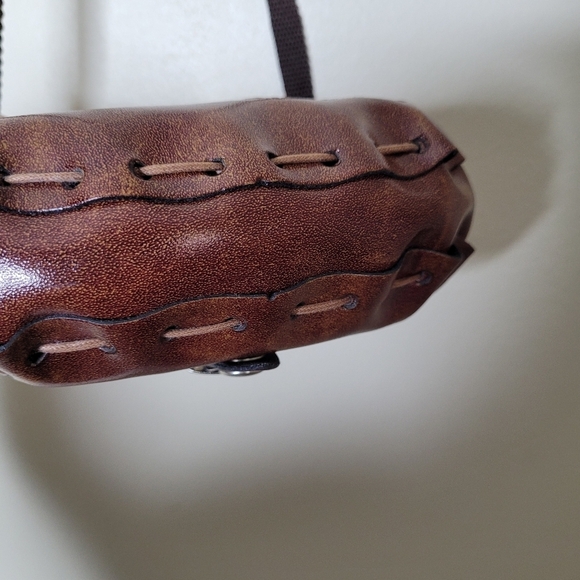 Italian Leather Mini Crossbody Bag Artisan Wanderlust Folk Style Purse - Picture 7 of 12